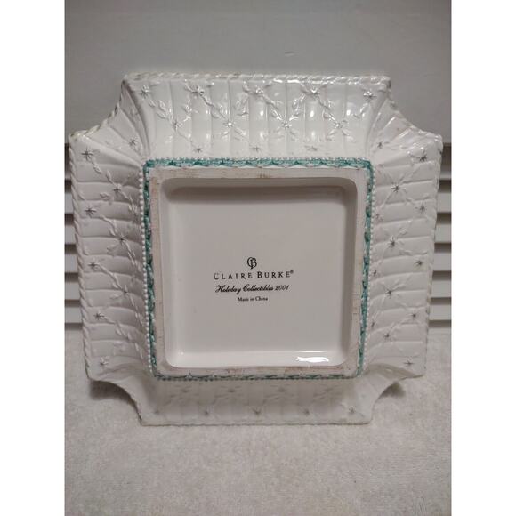 Claire Burke Holiday Collection 2001 9.75" Grn Embossed Candy Dish Serving Bowl - Picture 9 of 14